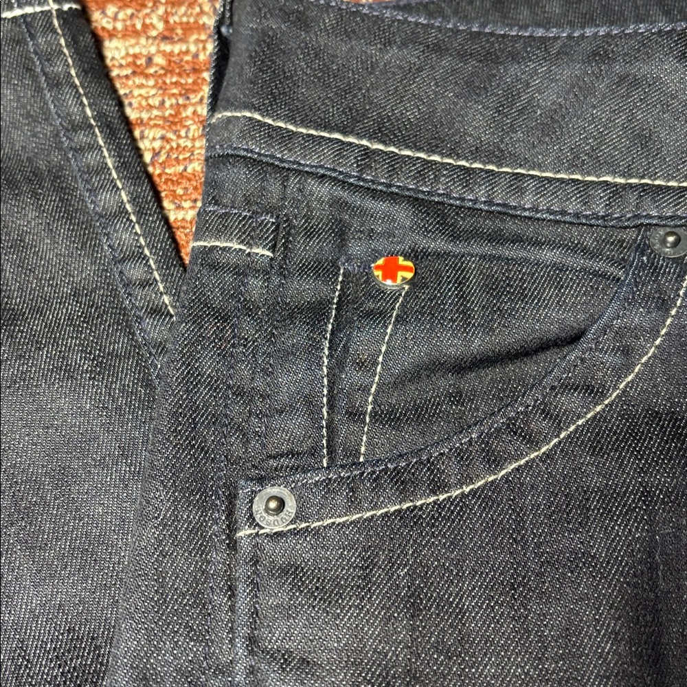 Vintage Y2K Hudson dark wash low rise flap pocket flare leg denim women’s 25 - Picture 7 of 14